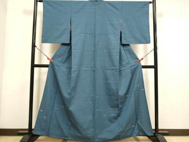 平和屋着物▽上質な小紋 単衣 枝葉文 正絹 逸品 DABI4018du