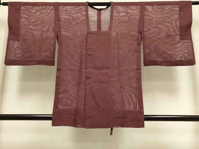 平和屋着物▽道行コート スリーシーズン 春夏秋 塵除け 芝文 小豆色 高島屋扱い 正絹 逸品 未使用 DABI4055du