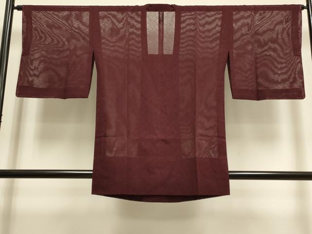 平和屋着物▽道行コート スリーシーズン 春夏秋 塵除け 松皮菱文 ボルドー色 正絹 逸品 未使用 DABI4062du