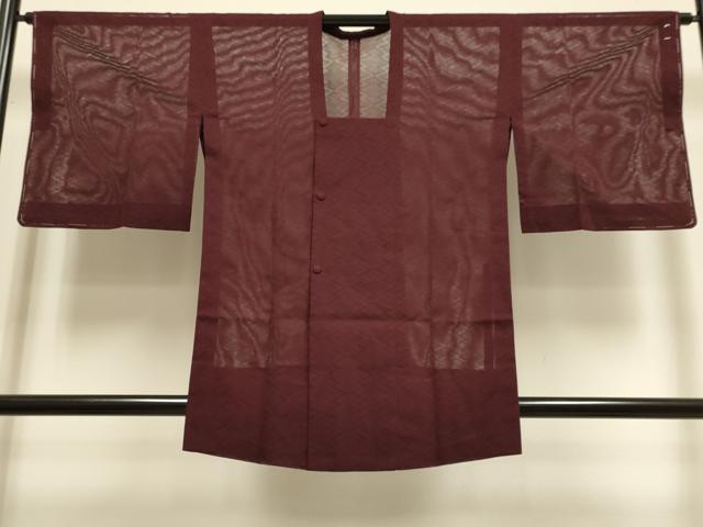 平和屋着物▽道行コート スリーシーズン 春夏秋 塵除け 松皮菱文 ボルドー色 正絹 逸品 未使用 DABI4062du