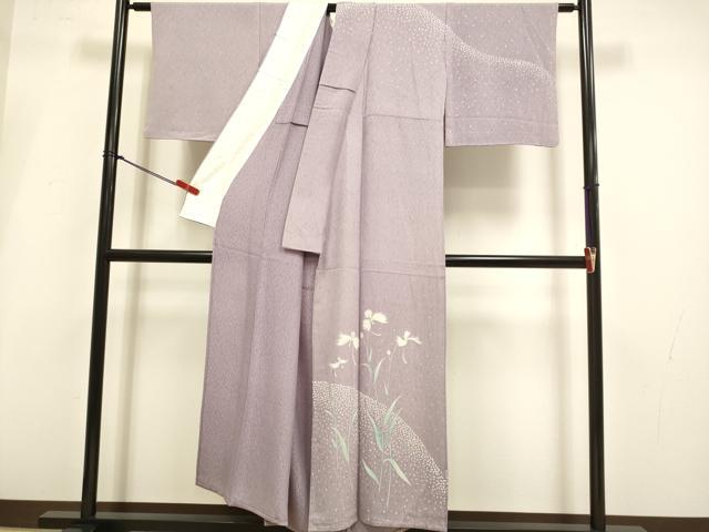 平和屋着物▽東京友禅 菅有鬼一 訪問着 単衣 鷺草 正絹 逸品 DABI4080du