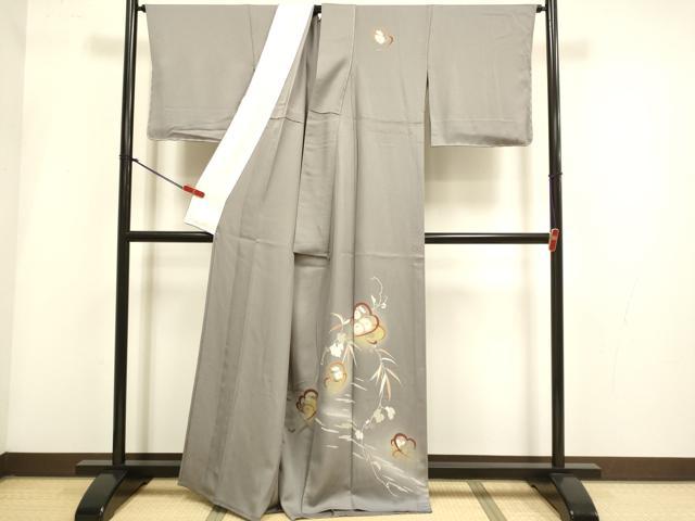 平和屋着物▽訪問着 単衣 友禅 草花文 暈し染め 正絹 逸品 未使用 DABI4081du