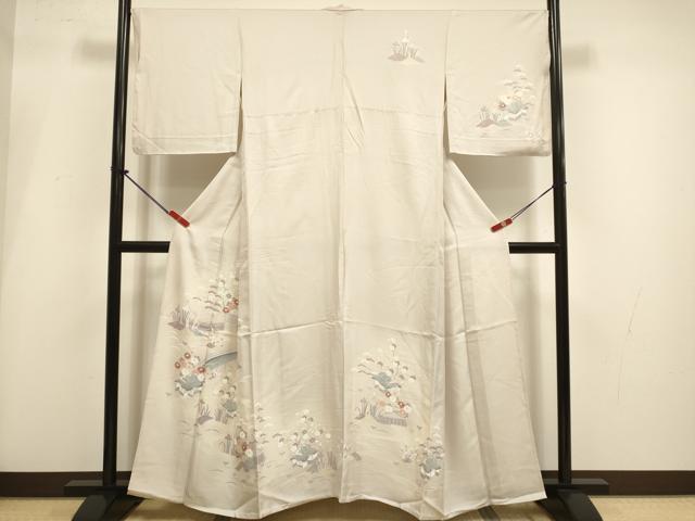 平和屋着物▽上質な小紋 単衣 風景花文 松竹梅 正絹 逸品 DABI4084du
