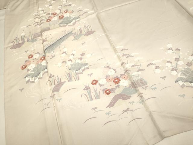 平和屋着物▽上質な小紋 単衣 風景花文 松竹梅 正絹 逸品 DABI4084du