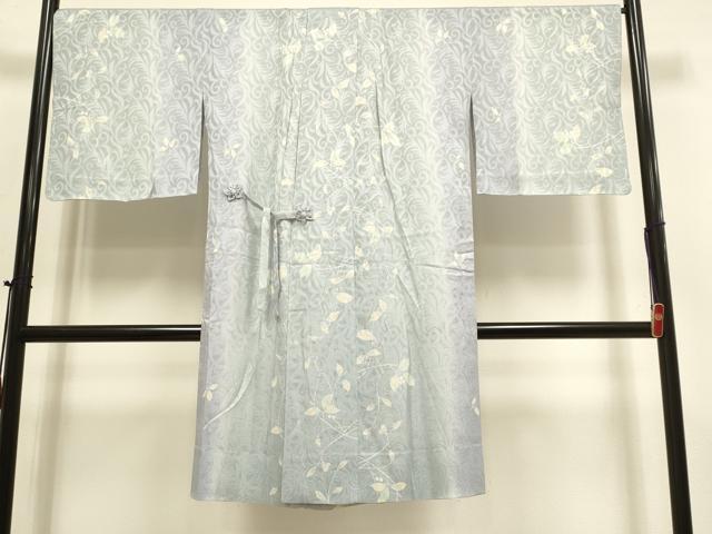 平和屋着物▽道中着 スリーシーズン 春夏秋 塵除け 枝葉文 暈し染め 正絹 逸品 未使用 DABI4089du