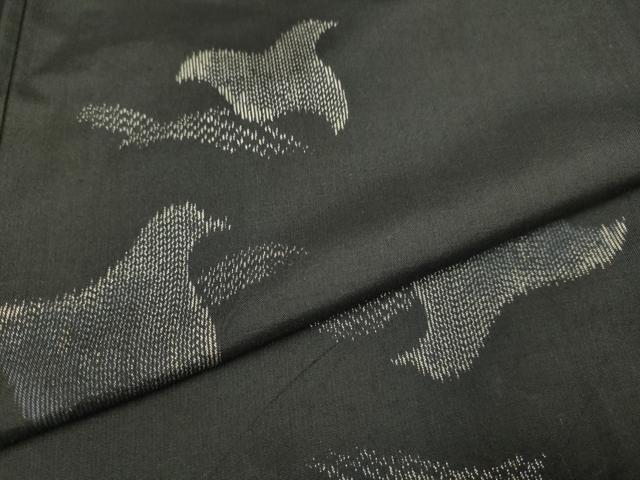 平和屋着物▽上質な紬 単衣 千鳥 三越扱い 正絹 逸品 DABI4091du