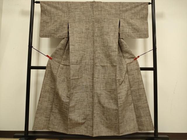 平和屋着物▽上質な紬 単衣 霞文 正絹 逸品 DABI4092du