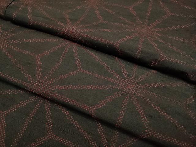平和屋着物▽上質な紬 単衣 麻の葉文様 正絹 逸品 DABI4093du