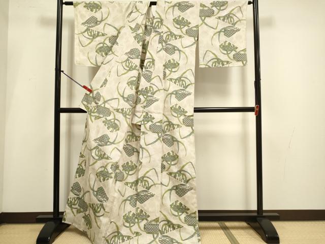 平和屋着物▽上質な紬 単衣 籬文 正絹 逸品 DABI4098du