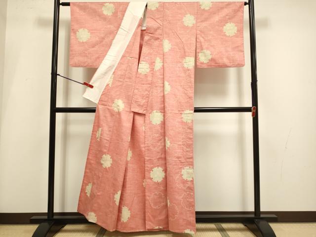 平和屋着物▽上質な紬 単衣 雪輪重ね文 正絹 逸品 DABI4101du