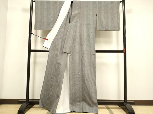 平和屋着物▽上質な紬 単衣 間道 正絹 逸品 DABI4102du