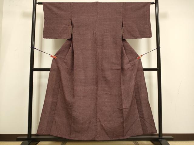 平和屋着物▽本塩沢 単衣 十字絣 正絹 逸品 DABI4103du