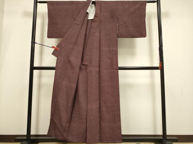 平和屋着物▽本塩沢 単衣 十字絣 正絹 逸品 DABI4103du