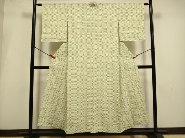 平和屋着物▽上質な小紋 単衣 変わり市松文様 正絹 逸品 DABI4113du