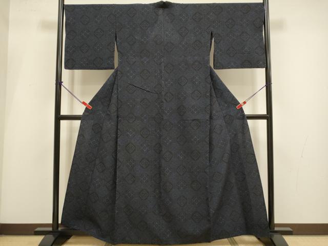 平和屋着物▽結城紬 単衣 蜀江花文 正絹 逸品 DABI4118du