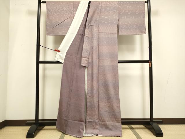 平和屋着物▽上質な小紋 単衣 花唐草地紋 正絹 逸品 未使用 DABI4122du