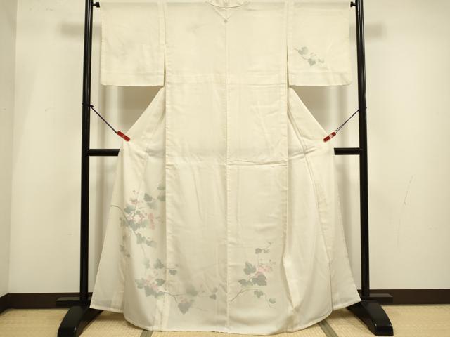 平和屋着物▽訪問着 無双 紗袷 紗×縦絽 枝花文 正絹 逸品 DABI4123du