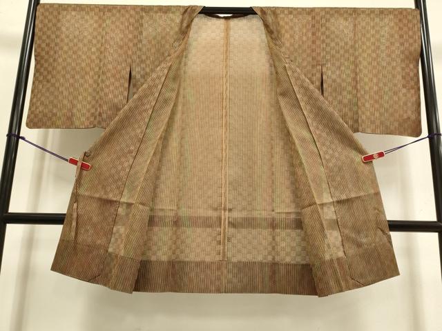平和屋着物▽道行コート スリーシーズン 春夏秋 塵除け 縞 正絹 逸品 DABI4152du