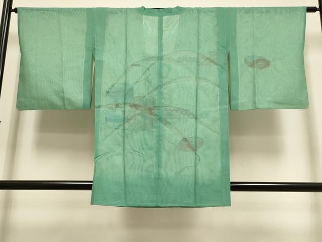 平和屋着物▽道行コート スリーシーズン 春夏秋 塵除け 無双 紗袷 紗×紗 貝桶花文 正絹 逸品 DABI4154du