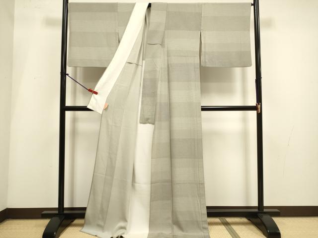 平和屋着物▽江戸小紋 単衣 横段文 ロング丈 正絹 逸品 DABI4163du