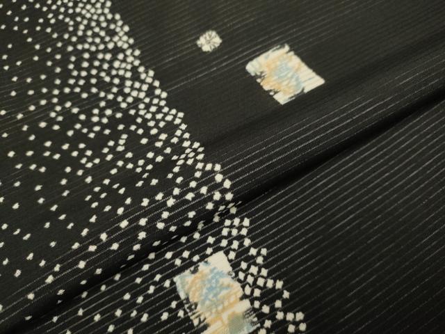 平和屋着物*夏物 小紋 絽 色紙花文 黒地 正絹 逸品 DABI4164du