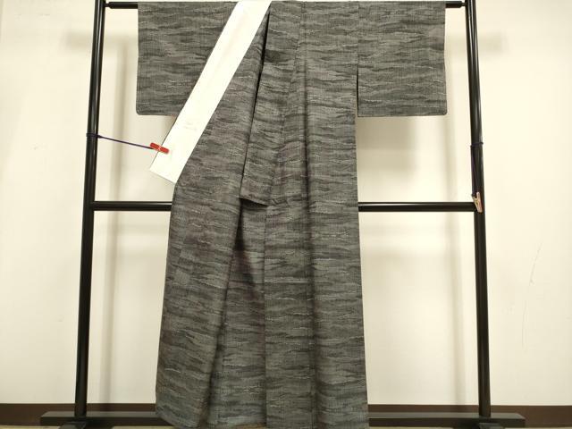 平和屋着物▽本場大島紬 単衣 7マルキ 霞文 浜田大島紬謹製 証紙付き 正絹 逸品 未使用 DABI4179du