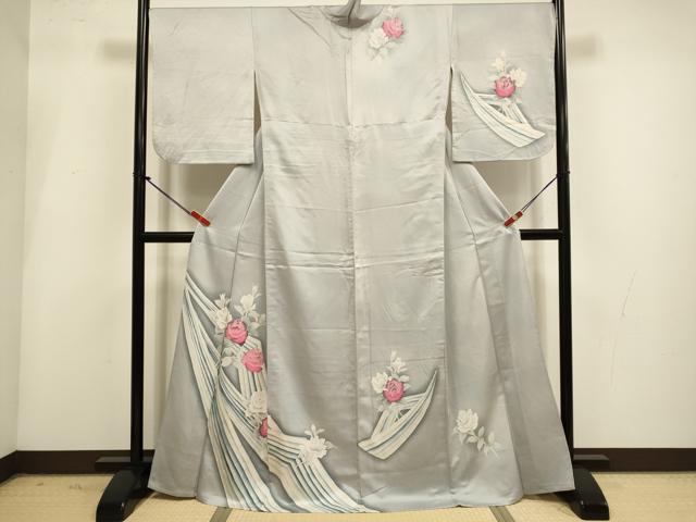 平和屋着物▽訪問着 単衣 薔薇 正絹 逸品 DABI4193du