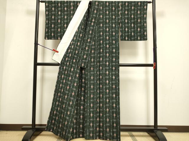 平和屋着物▽上質な紬 単衣 間道 正絹 逸品 DABI4198du