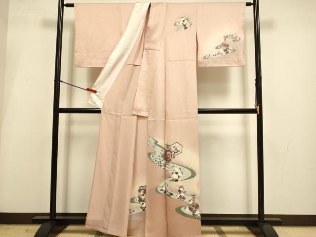 平和屋着物▽訪問着 単衣 陶器花文 暈し染め 正絹 逸品 DABI4212du