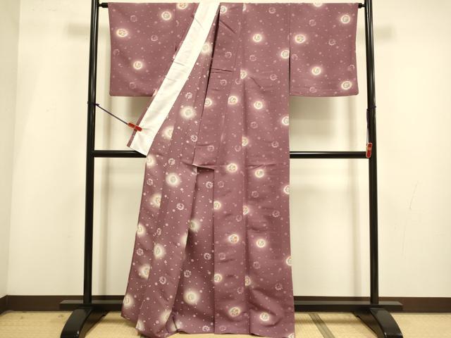 平和屋着物▽小紋 単衣 草花文 蛍暈し 洗える着物 DABI4218du