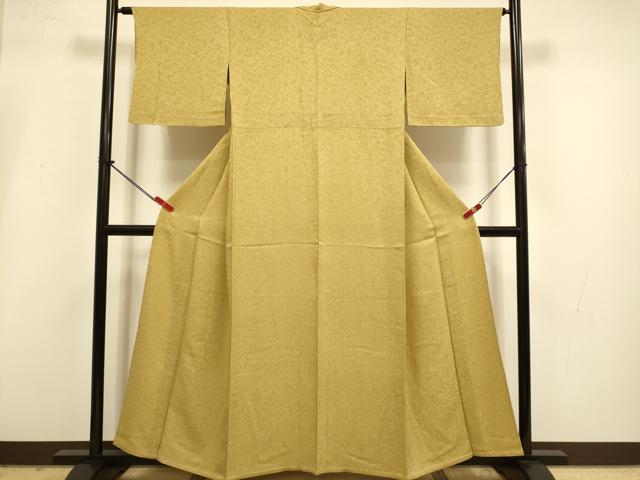 平和屋着物▽本草木染作家 瑞寶 色無地 単衣 黄橡色 正絹 逸品 DABI4219du