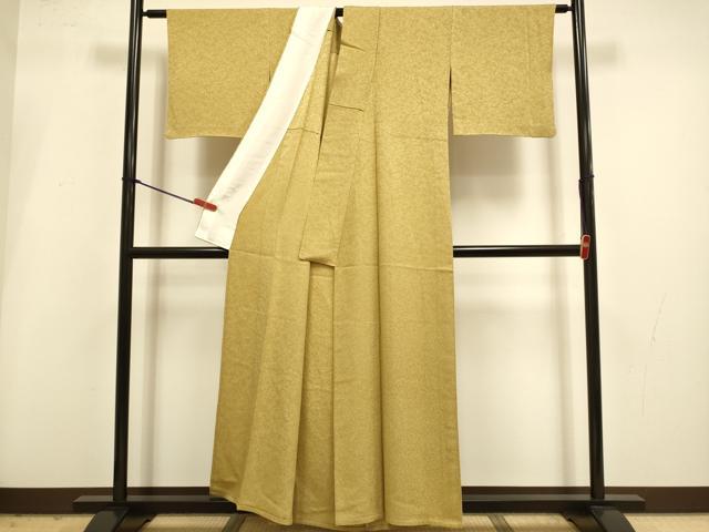 平和屋着物▽本草木染作家 瑞寶 色無地 単衣 黄橡色 正絹 逸品 DABI4219du