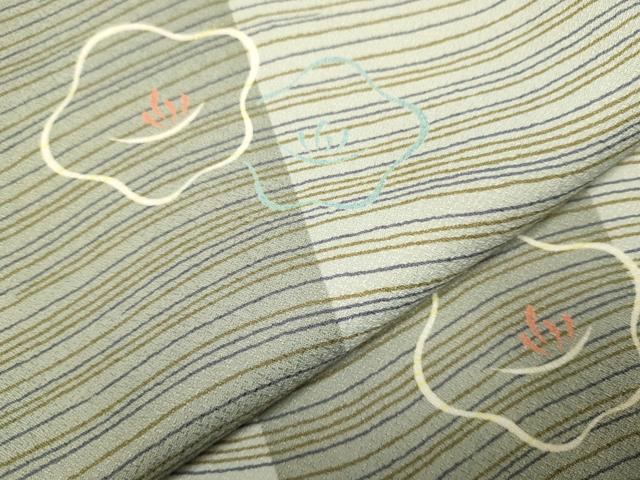 平和屋着物▽小紋 単衣 舞花文 洗える着物 DABI4233du