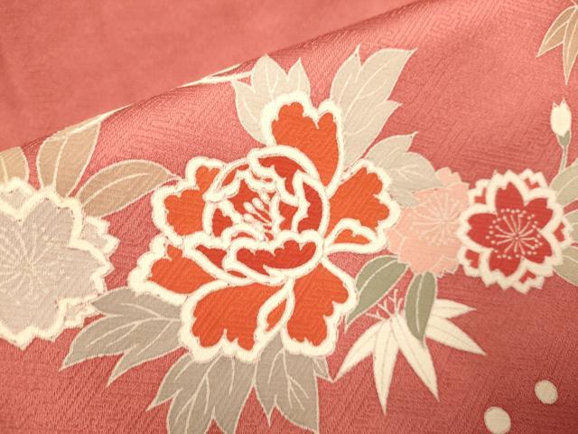 平和屋着物▽訪問着 単衣 御所車花文 暈し染め 金彩 正絹 逸品 DABI4237du