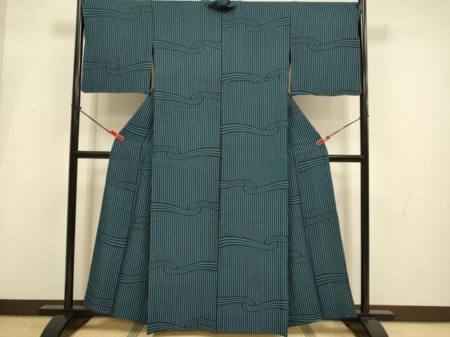 平和屋着物▽上質な小紋 単衣 抽象文様 正絹 逸品 DABI4240du
