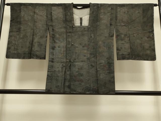 平和屋着物▽道行コート スリーシーズン 春夏秋 塵除け 風景花文 正絹 逸品 DABI4253du