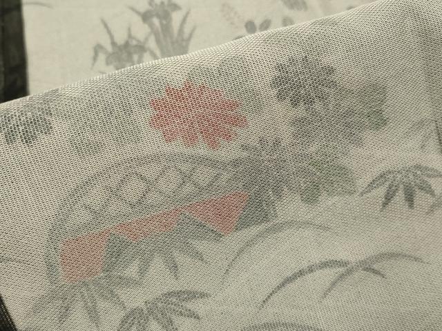平和屋着物▽道行コート スリーシーズン 春夏秋 塵除け 風景花文 正絹 逸品 DABI4253du