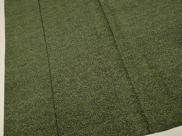 平和屋着物▽江戸小紋 単衣 草花文 お召縮緬 正絹 逸品 DABI4281du