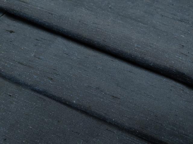 平和屋着物▽男性 紬 単衣 濃い藍鉄色 正絹 逸品 DABI4285du