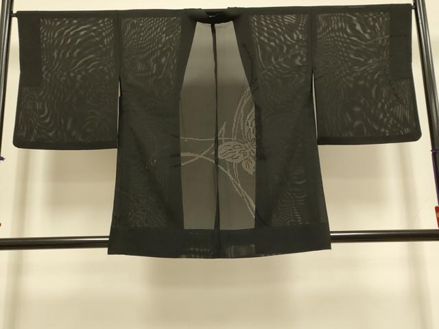 平和屋着物▽羽織 スリーシーズン 春夏秋 塵除け 舞蝶文 黒地 正絹 逸品 DABI4297du