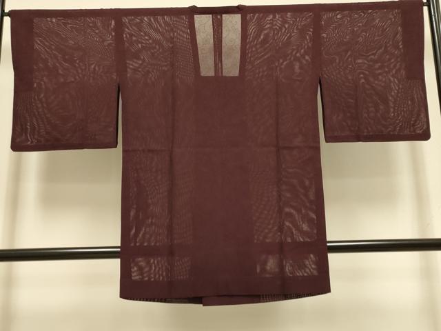 平和屋着物▽道行コート スリーシーズン 春夏秋 塵除け 花唐草文 バーガンディー色 松坂屋扱い ロング丈 正絹 逸品 DABI4303du