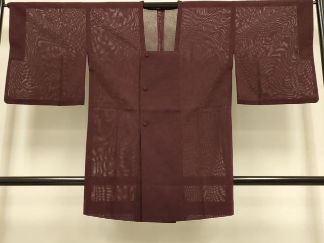 平和屋着物▽道行コート スリーシーズン 春夏秋 塵除け 花唐草文 バーガンディー色 松坂屋扱い ロング丈 正絹 逸品 DABI4303du