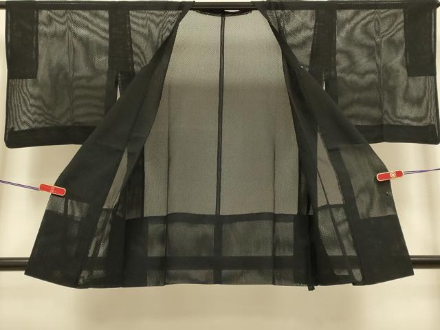 平和屋着物▽道行コート スリーシーズン 春夏秋 塵除け 黒地 正絹 逸品 DABI4305du