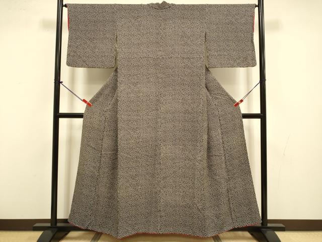 平和屋着物●上質な小紋 小花柄 黒地 正絹 逸品 DABI4307du