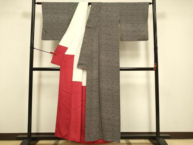 平和屋着物●上質な小紋 小花柄 黒地 正絹 逸品 DABI4307du