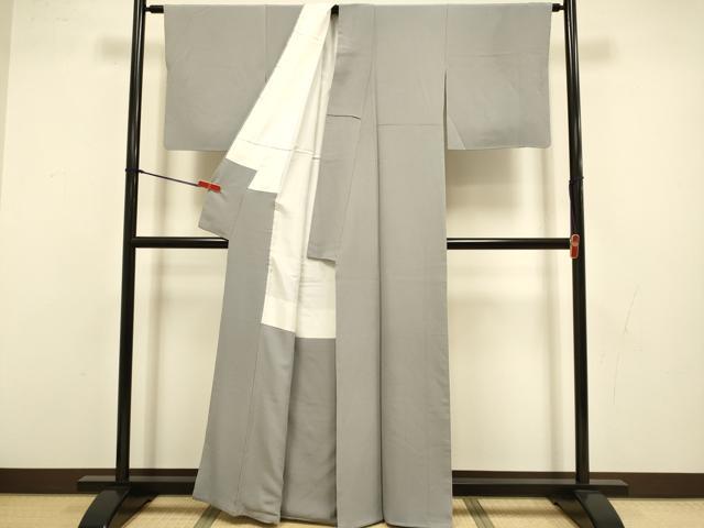 平和屋着物●上質な色無地 銀鼠色 正絹 逸品 DABI4319du