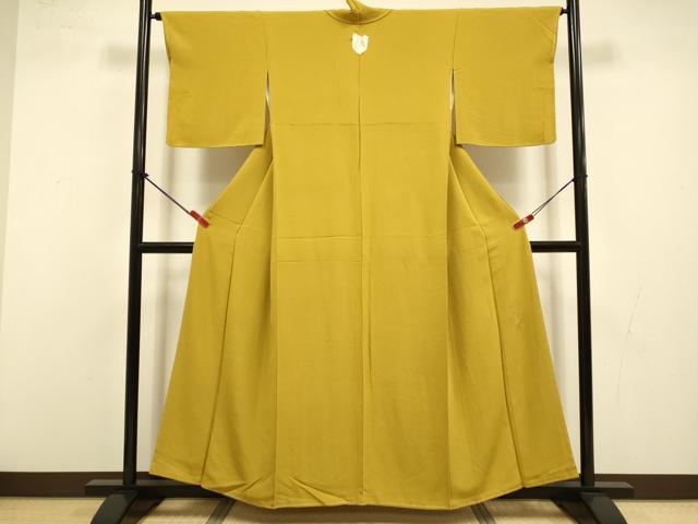 平和屋着物●上質な色無地 作家物 山吹茶色 正絹 逸品 未使用 DABI4321du