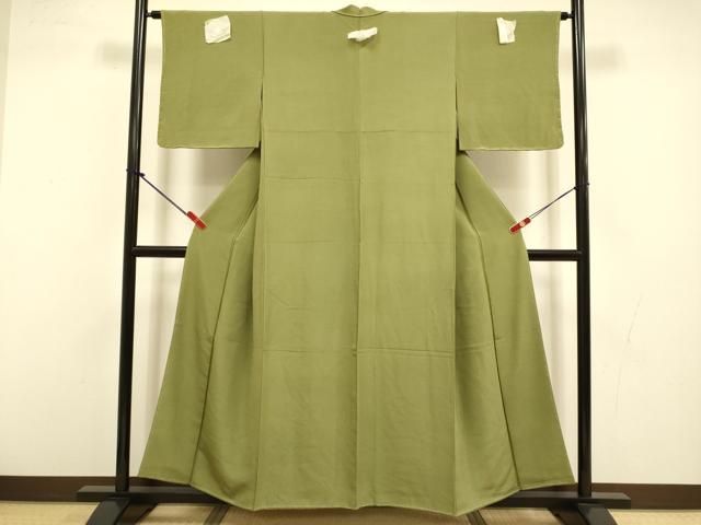 平和屋着物●上質な色無地 濃い黄海松茶色 正絹 逸品 未使用 DABI4327du