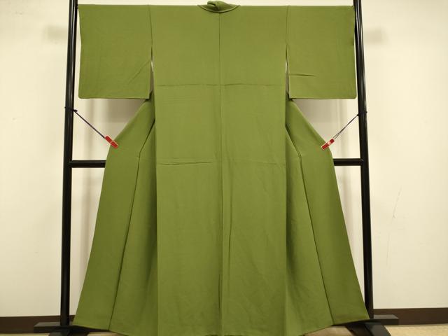 平和屋着物●上質な色無地 海松色 正絹 逸品 DABI4328du