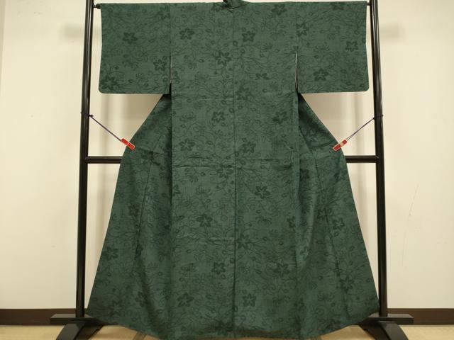 平和屋着物●結城紬 100亀甲 草花文 正絹 逸品 DABI4331du